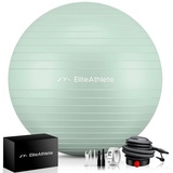 HOEL EliteAthlete® Gymnastikball Sitzball Büro ergonomisch mit Anti Burst System - Fitness Yoga Pilates Schwangerschaft - Schwangerschaftsball Fitnessball Yogaball - Yoga Ball inkl. Luftpumpe - Mint 55cm