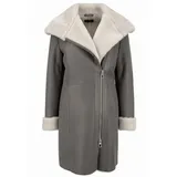 Hollert Lammfellmantel - Kate Damen Wintermantel Ledermantel Größe XL, Farbe Grau/Weiß - XL
