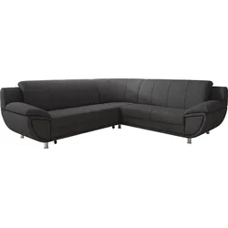 Ecksofa TRENDMANUFAKTUR "Rondo II, L-Form", grau (dunkelgrau), B:267cm H:85cm T:247cm, Struktur (100% Polyester), Sofas, wahlweise mit Federkern, wahlweise mit Bettfunktion