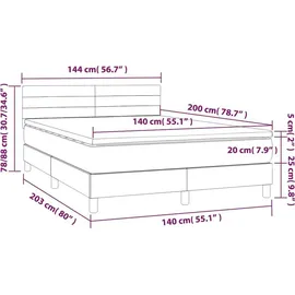 vidaXL Boxspringbett mit Matratze & LED Dunkelgrün 140x200 cm Samt