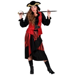 thetru Kostüm Mary Read Piratenkostüm für Frauen, Schwarz-rotes Seeräuberkostüm für Damen rot XXL