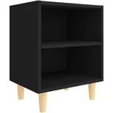 vidaXL Nachtschrank mit Massivholz-Beinen 40 x 30 x 50 cm Schwarz