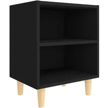 vidaXL Nachtschrank mit Massivholz-Beinen 40 x 30 x 50 cm Schwarz