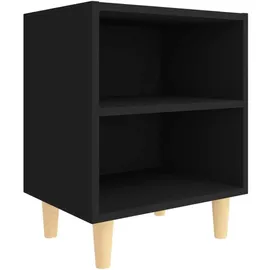 vidaXL Nachtschrank mit Massivholz-Beinen 40 x 30 x 50 cm Schwarz
