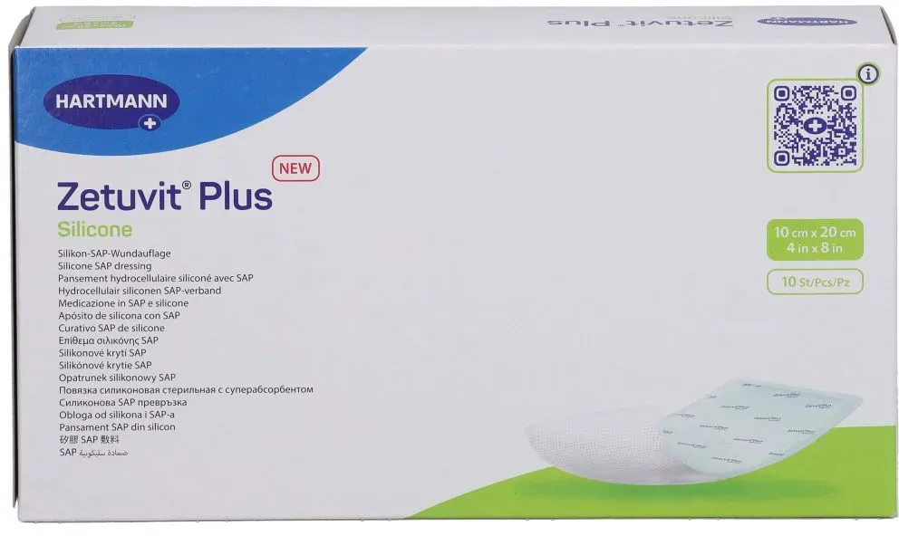 ZETUVIT Plus Silicone steril 10x20 cm 10 St