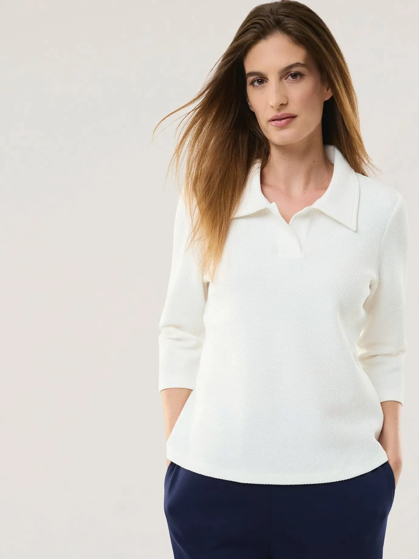 Walbusch Damen Struktur Polo Weiß
