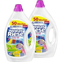 Weißer Riese Color Gel, Buntwaschmittel, für bunte Wäsche, recycelbar, 2x 50 WL