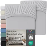 nyvi Spannbettlaken Baumwolle-Feinbiber 90 x 200 cm silber 2 St.
