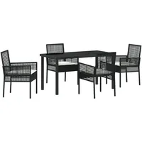 VidaXL 5-teiliges Garten Esszimmer Set mit Kissen Schwarz Poly