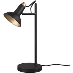 Tischlampe Schreibtischleuchte Tischleuchte Nachttischlampe Wohnzimmerleuchte, Metall schwarz matt, 1x E14 Spot verstellbar, H 43 cm