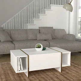 [en.casa] Couchtisch Tavak 104x60x38 cm Weiß/Gold [en.casa]
