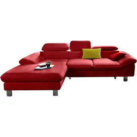 Cotta Ecksofa »Driver L-Form« mit Kopfteilverstellung, wahlweise mit Bettfunktion & Bettkasten, rot