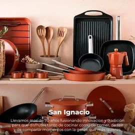 San Ignacio Agros Küchenhelfer-Set 3-teilig Holz/Bratblech 40 x 28 cm Stahl Braun/Orange