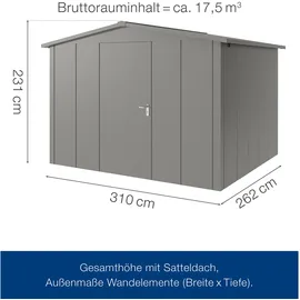 hörmann stauraumsysteme Juno Gerätehaus 3,10 x 2,62 m Grau