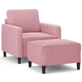 vidaXL Sessel mit Hocker Rosa 60 cm Samt
