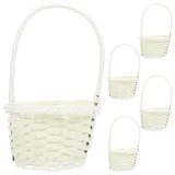 Happyyami Rattan Korb Klein 9X9X6 Zoll Plastik Geflochtener Aufbewahrungskorb Für Obst Blumen Und Dekoration Vielseitiger Tragbarer Korb Für Zuhause Küche Und Garten