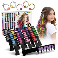 Haarkreide Kinder Set 10 Farben Auswaschbar Mädchen Haarfarbe Karneval Fasching