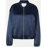 Tom Tailor Damen Satin Blouson Jacke mit Bomberkragen, blau, M