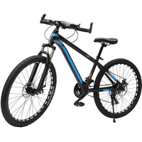 Ciounmb 26 Zoll Mountainbike, Scheibenbremsen, 21-Gang-Schaltung, Vollfederung, Verstellbare Sattelstütze für Damen & Herren Fahrrad (Schwarz, Blau)
