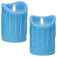 Tronje LED Kerze Echtwachskerze mit Timer 14 cm blau