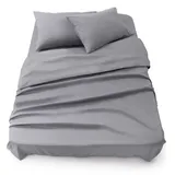 Blumtal Bettlaken Set Mikrofaser 135 x 190 - 220 x 275 cm grau 3 St.