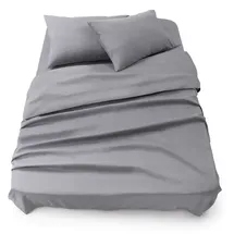 Blumtal Bettlaken Set Mikrofaser 135 x 190 - 220 x 275 cm grau 3 St.