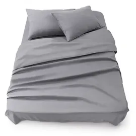 Blumtal Bettlaken Set Mikrofaser 135 x 190 - 220 x 275 cm grau 3 St.
