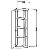 Duravit DuraStyle Hochschrank DS1238R2243 50x24x140cm, Tür rechts, weiß hochglanz/basalt