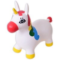 TE-Trend Hüpftier Einhorn Pferde Spielzeug Hüpfpferd Hüpfball ab 2 3 4 5 6 Jahre Hopser Unicorn Pferd zum draufsitzen und hüpfen Regenbogen Weiß Mehrfarbig