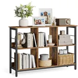VASAGLE Regal mit 2 Ebenen, Bücherregal, Standregal mit 6 Fächern, für Wohnzimmer, Schlafzimmer, Arbeitszimmer, Küche, 33 x 120 x 80 cm, vintagebraun-tintenschwarz LLS104B01