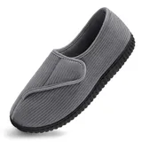 Git-up Diabetiker Hausschuhe Schuhe für Männer Arthritis Ödem Verstellbare Verschluss Memory Foam Hausschuhe, Gray 14 - 47 EU