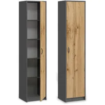 home collective Mehrzweckschrank, Anthrazit, Eiche, Holz 35x180x40 cm, Waschküche, Mehrzweckschränke