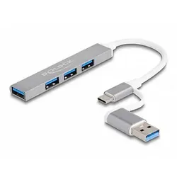 DeLOCK USB-Hub 4-fach silber