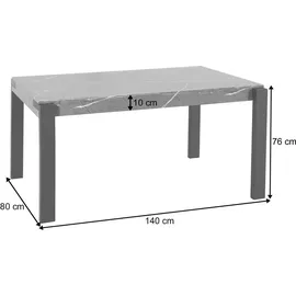 Mendler Esstisch HWC-L53, Tisch Küchentisch Esszimmertisch, Industrial Metall 140x80cm Marmor-Optik grau