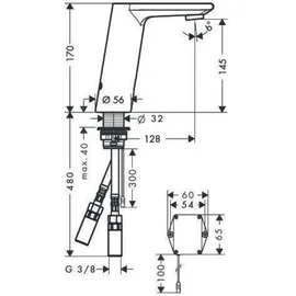 Hansgrohe Metris S 150 Sensor-Armatur ohne Mischung chrom 31101000
