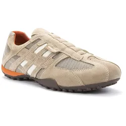 Slip-On Sneaker GEOX "UOMO SNAKE", Herren, Gr. 41, beige (beige, orange), Veloursleder, Textil, sportlich, Schuhe, Slipper, Freizeitschuh mit Ziernähten und mit Geox Spezial Membrane