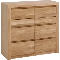 Kommode HOME AFFAIRE "Silkeborg", braun (eiche teilmassiv), Holzwerkstoff eichefarben (Korpus) / Massivholz Eiche (Front), Holz teilmassiv, Sideboards, Breite 90 cm