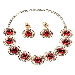 Schmuck-Set "Königin", 3-teilig, rot/gold