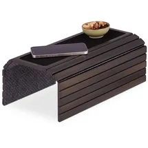 Relaxdays Sofatablett Armlehne, Bambus, Armlehnentisch für Couch und Sofa, BxT: 42 x 34 cm, Sofaablage Getränke, braun