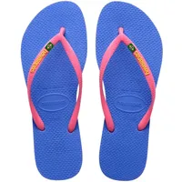 Havaianas Slim Brasil Logo Flip Flops Damen, Blau, 39/40 EU