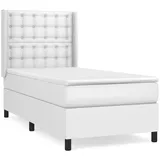 vidaXL Boxspringbett mit Matratze Weiß 90x190 cm Kunstleder