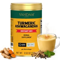 VAHDAM Goldene Milch mit Kurkuma & Ashwagandha Pulver | 100 g – 40 Tassen | Koffeinfrei, ohne Zuckerzusatz | Hergestellt mit Kurkuma und Ashwagandha – heiß oder kalt
