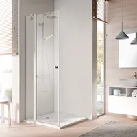 Kermi IBIZA 2000 Eckeinstieg 2-teilig Pendeltüren mit Festfeldern) - Halbteil I2 EOR/L 0750x2000 BV: 720-740 Silber Mattglanz