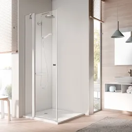 Kermi IBIZA 2000 Eckeinstieg 2-teilig Pendeltüren mit Festfeldern) - Halbteil I2 EOR/L 0750x2000 BV: 720-740 Silber Mattglanz