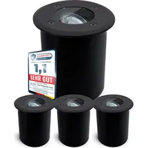 SSC-LUXon 4er Set JUAVI Bodeneinbauleuchte aussen IP67 - Bodenstrahler schwarz rund 230V befahrbar für GU10 (separat erhältlich)