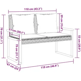 vidaXL Gartenbank 115 x 57 x 79 cm Beige