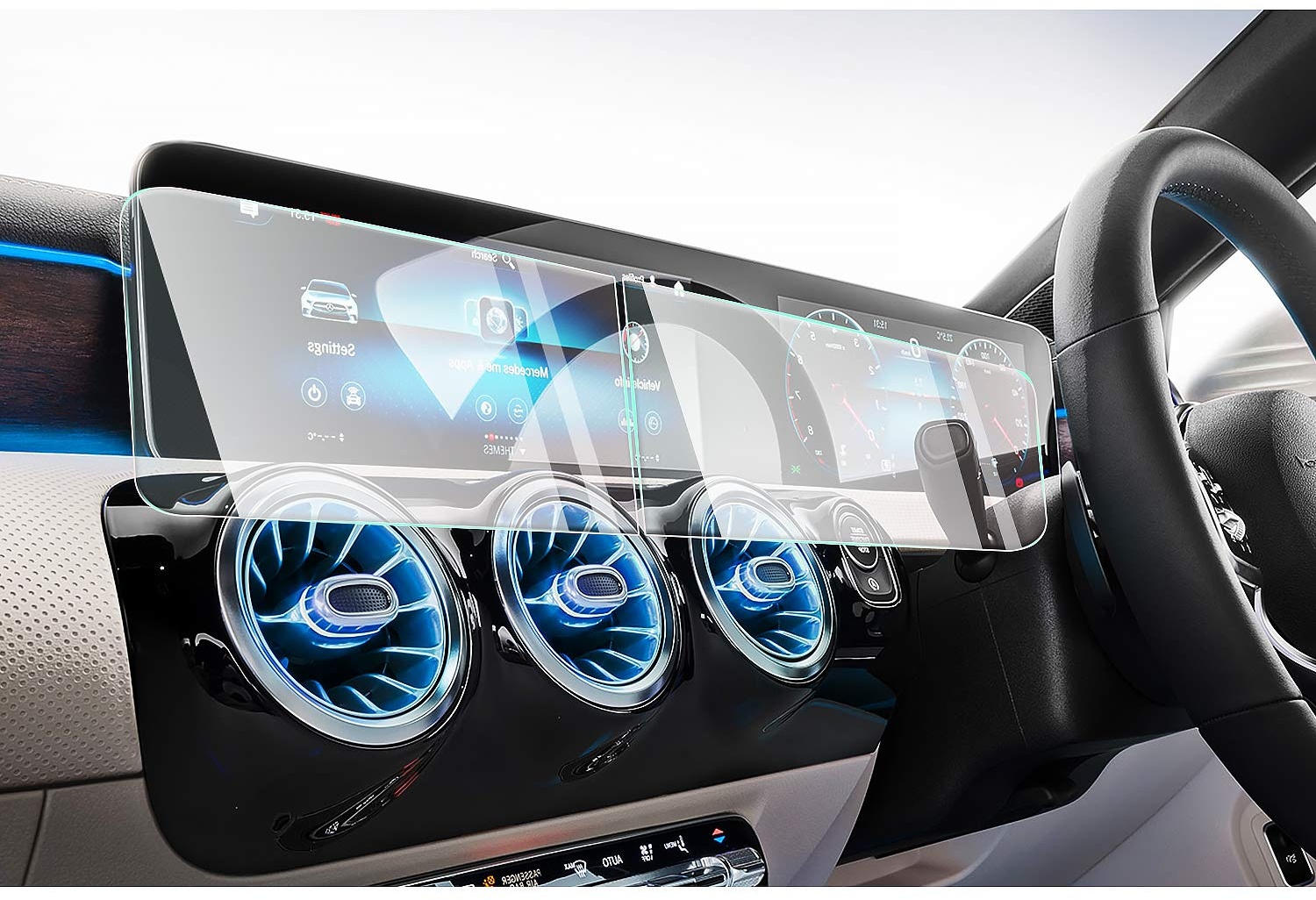 CDEFG für Mercedes GLA GLB 2020+ Auto Navigation Tempered Glas Schutzfolie 9H Kratzfest Anti-Fingerprint GPS Transparent Displayschutzfolie 10,25 Zoll Displayschutz Zubehör (Navi+Instrumententafel)