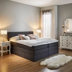 Boxspringbett Greta ca. 180x200 cm Grau mit Topper