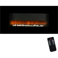 Classic Fire Vancouver Elektrokamin mit Heizung - Elektroheizung 105,5 x 48 x 12 cm - Elektroherd mit LED-Flammen - mit Heizung, Fernbedienung und Timer - 2000 W - Wandmontage - Schwarz