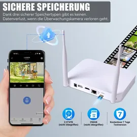 LuVision Dual WLAN Funk Video Überwachungssystem 10 Kanal Mini NVR 5MP Überwachungskamera Set Mikrofon Cloud 8 Kameras